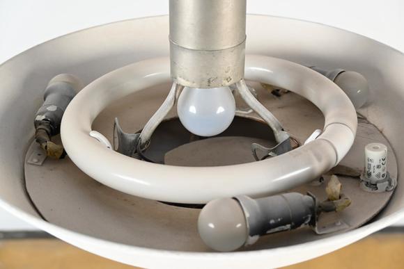Loeckx AuctioneersA white hanging lamp, probably \'50s - \'60s (*)…