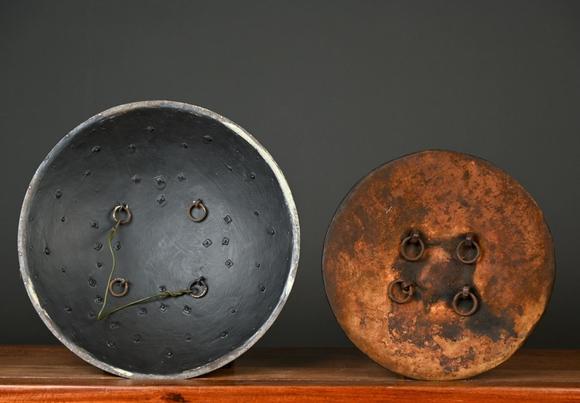 Loeckx AuctioneersCollection: an Indian metal shield and a leather s…