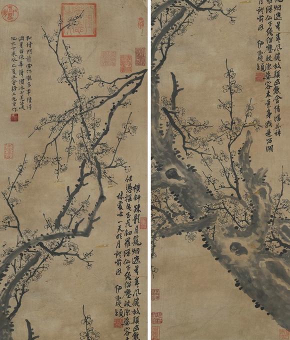 日本松町古美王冕 冷梅花開四景圖