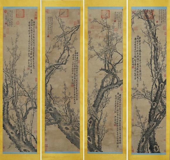 日本松町古美王冕 冷梅花開四景圖