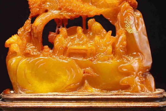 日本松町古美田黃石山水?dāng)[件