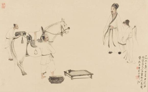 日本松町古美傅抱石 相馬圖 附出版