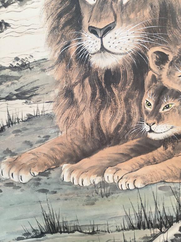 日本松町古美黃君璧 獅子