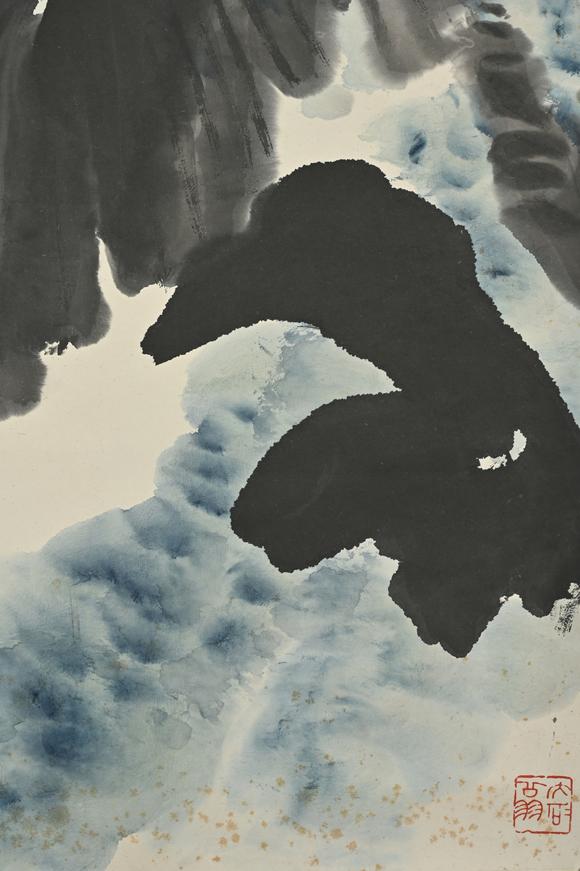 三杉美術(shù)唐雲(yún)為白西紳一郎畫(huà) 芭蕉麻雀