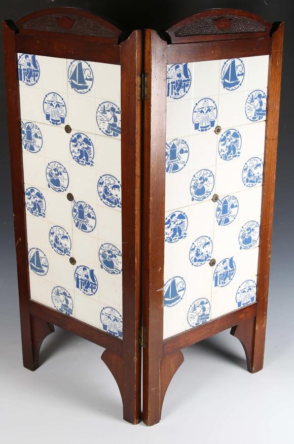 TooveysAn eighteen tile panel printed with a chinoiserie landscape, mid-20t