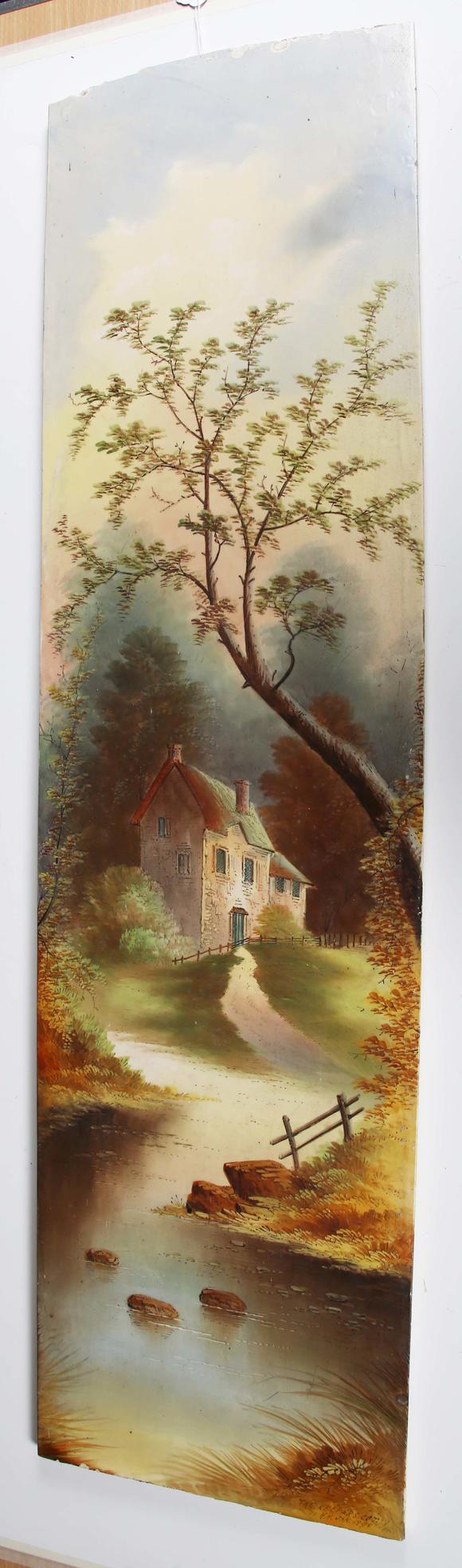 TooveysAn eighteen tile panel printed with a chinoiserie landscape, mid-20t