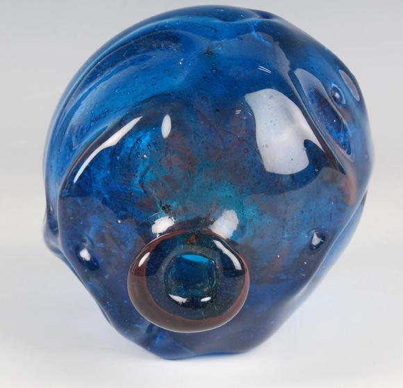 TooveysAn early Samuel Herman studio glass vase, dated 1967, the cobalt blu