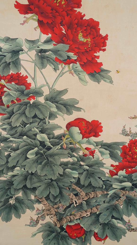 千葉大和於非闇紙本花卉圖畫