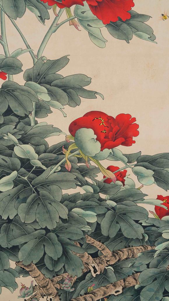 千葉大和於非闇紙本花卉圖畫