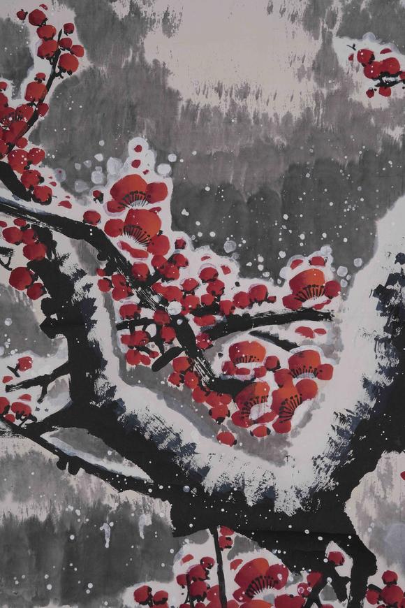 千葉大和王成喜紙本梅花圖畫