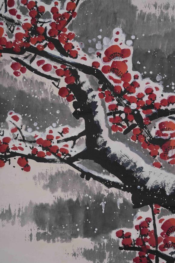 千葉大和王成喜紙本梅花圖畫(huà)