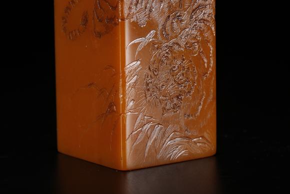 千葉大和壽山田黃石雕虎紋印章