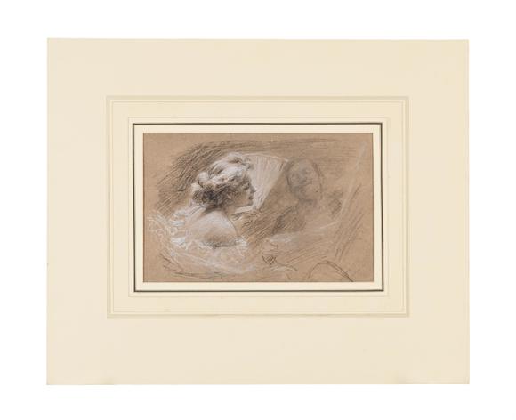 DreweattsFRENCH SCHOOL (LATE 19TH CENTURY), SKETCH OF A LADY WITH A FAN AND A GENTLMAN (RECTO)