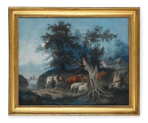 DreweattsFOLLOWER OF PETER LE CAVE, RURAL LANDSCAPES WITH DROVERS