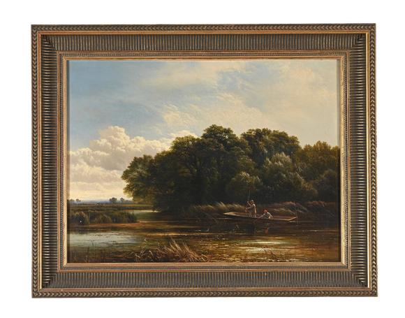 DreweattsARTHUR GILBERT (BRITISH 1819-1895), LAKE SCENE WITH ANGLERS FISHING