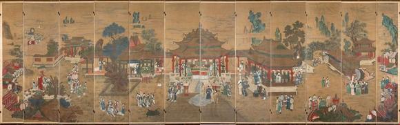 Bertolami Fine ArtAn important painting composed of twelve panels. Ink and colors on silk, China, Qing Dynasty (1644-1912).