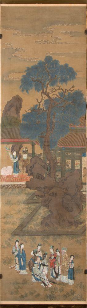 Bertolami Fine ArtAn important painting composed of twelve panels. Ink and colors on silk, China, Qing Dynasty (1644-1912).