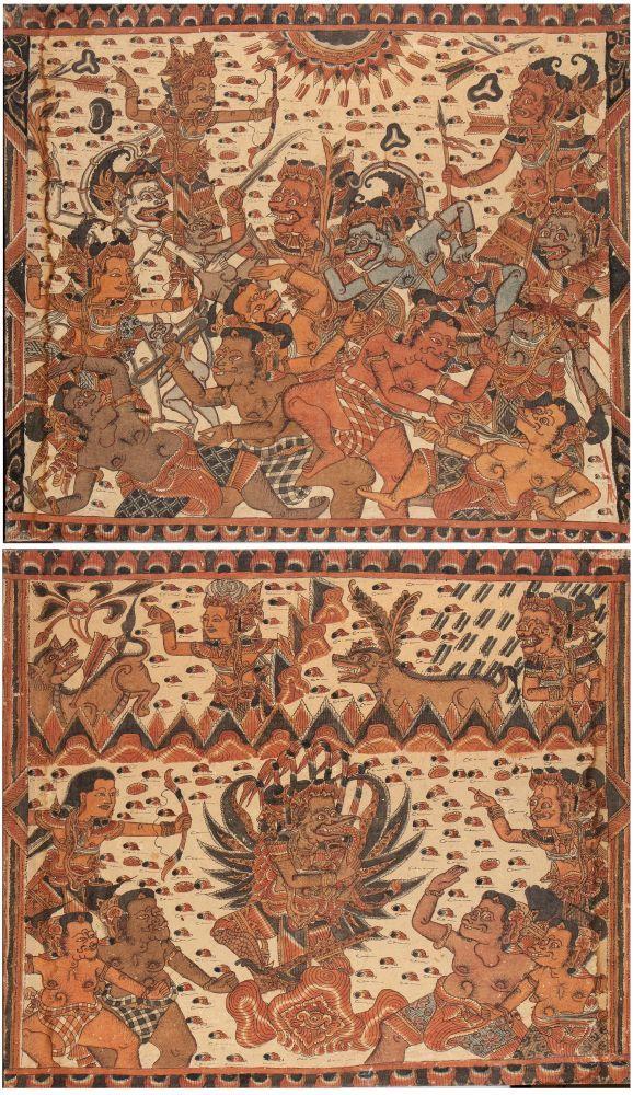 Bertolami Fine ArtTwo Kamasan paintings from Bali on canvas, Indonesia. 20th century