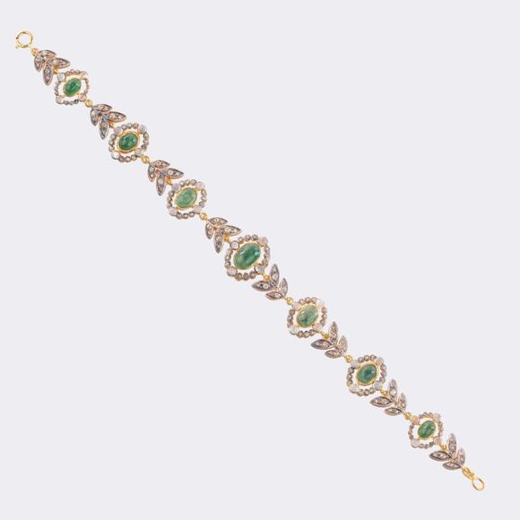 Auktionshaus StahlEmerald Diamond Bracelet with Floral Ornaments.