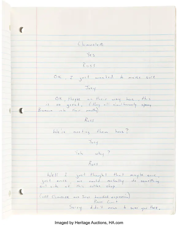 Heritage AuctionsFriends (NBC TV, 1994-2004), Pilot Script, 
