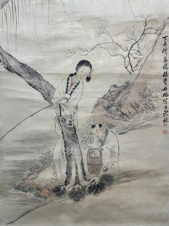 吉本株式會社費丹旭 教子圖 紙本框