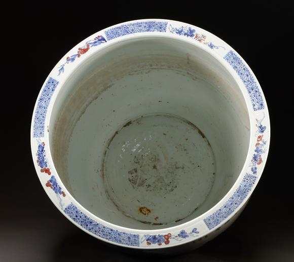 吉本株式會社清代 釉裡紅花鳥紋卷缸