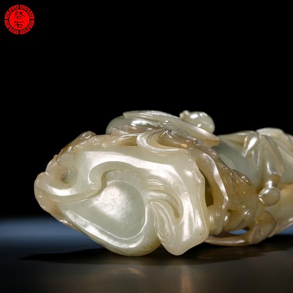 北京啟石清 “鳳鳴在竹”花插（帶木座）