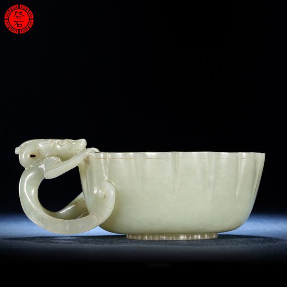 北京啟石明 螭龍耳蓮花杯