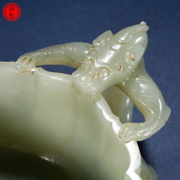 北京啟石明 螭龍耳蓮花杯