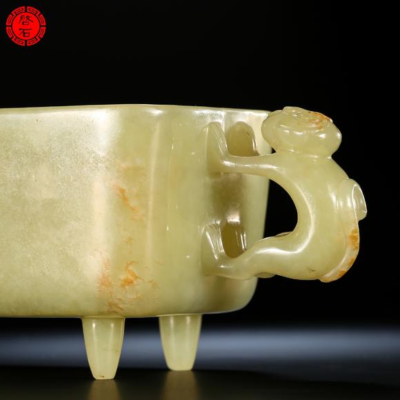 北京啟石明 猴柄四足馬槽爐（帶木座）