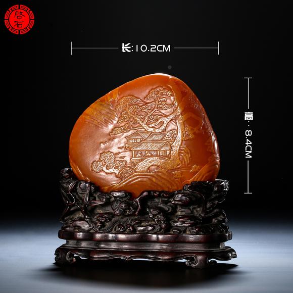 北京啟石現(xiàn)代 郭懋介作留皮薄意雕擺件
