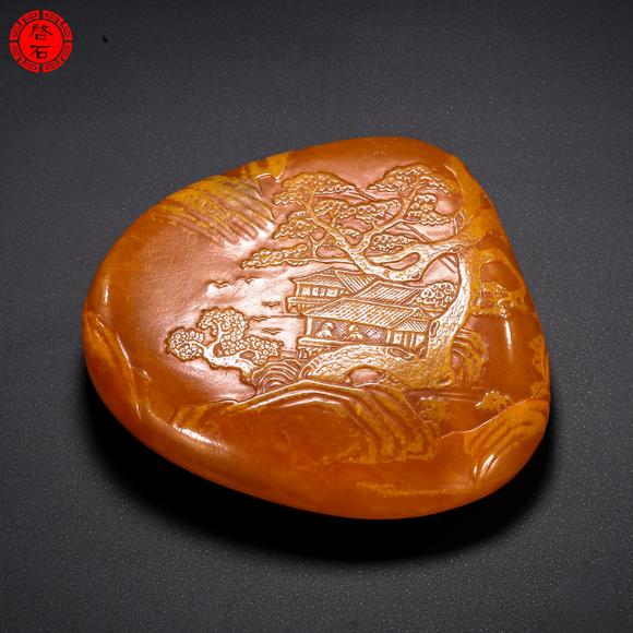 北京啟石現(xiàn)代 郭懋介作留皮薄意雕擺件