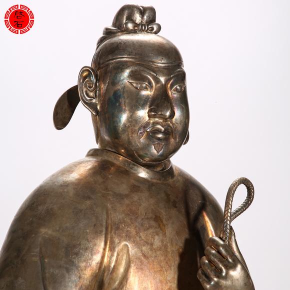 北京啟石明 銀官員立像
