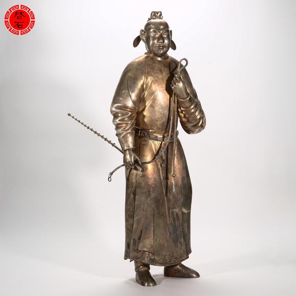 北京啟石明 銀官員立像