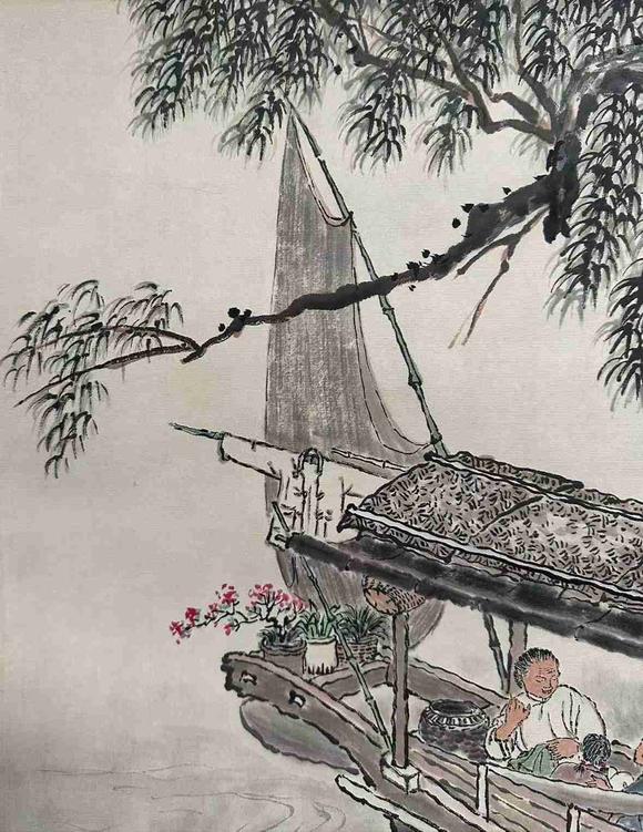 日本松町古美錢(qián)松喦 柳岸泊舟圖