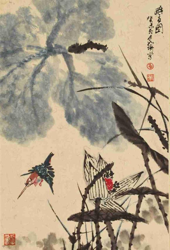 日本松町古美崔如琢 醉荷圖