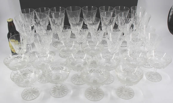 Clarke Auction GalleryLot of Waterford Lismore Cut Glass Stemware.