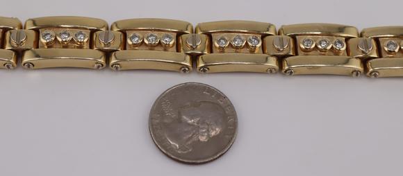 Clarke Auction GalleryJEWELRY. Men's 14kt Gold and Diamond Bracelet.
