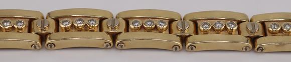 Clarke Auction GalleryJEWELRY. Men's 14kt Gold and Diamond Bracelet.