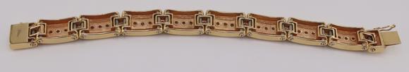 Clarke Auction GalleryJEWELRY. Men's 14kt Gold and Diamond Bracelet.
