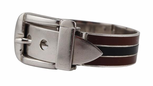 Clarke Auction GalleryJEWELRY. Gucci Brown and Black Enamel Bracelet.