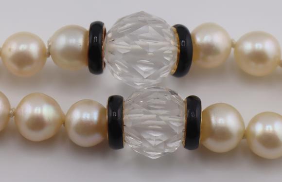 Clarke Auction GalleryJEWELRY. DAVID WEBB 18kt Gold Diamond Pearl, Onyx
