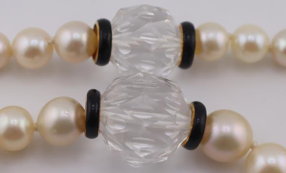 Clarke Auction GalleryJEWELRY. DAVID WEBB 18kt Gold Diamond Pearl, Onyx