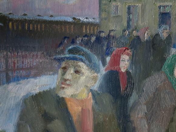 Hargesheimer Kunstauktionen DüsseldorfCONRAD FELIXMüLLER – 'BAHNHOF TAUTENHAIN, FR?ULEIN KRASSELT MIT POSTKARRE' (1958)