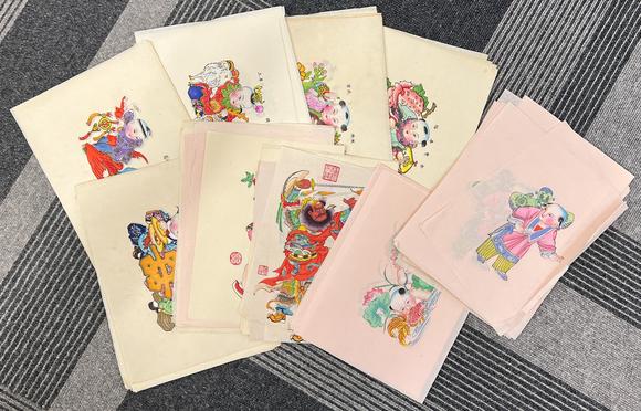 古河會(huì)年畫(huà)154枚2冊(cè) 剪紙2袋