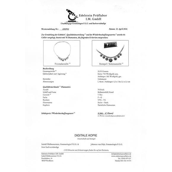 Historia AuktionshausHigh-quality diamond necklace, chai