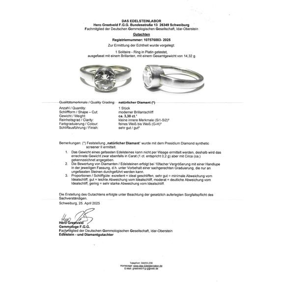 Historia AuktionshausSolitary diamond ring, platinum, un