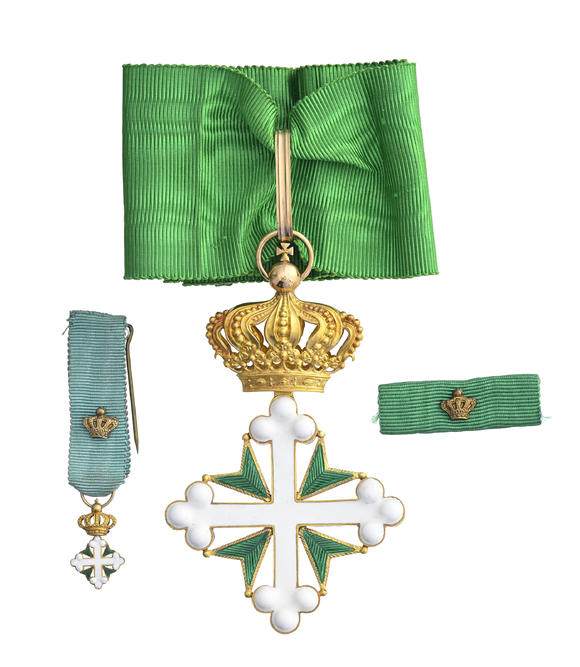 Piguet - H?tel des VentesItalie / Royaume d'Italie, Ordre des Saints Maurice et Lazare, fondé en 1572, croix de Commandeur et réduction, en or et émail
