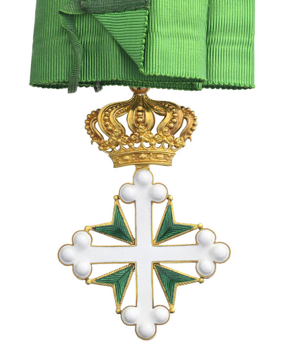 Piguet - H?tel des VentesItalie / Royaume d'Italie, Ordre des Saints Maurice et Lazare, fondé en 1572, croix de Commandeur et réduction, en or et émail