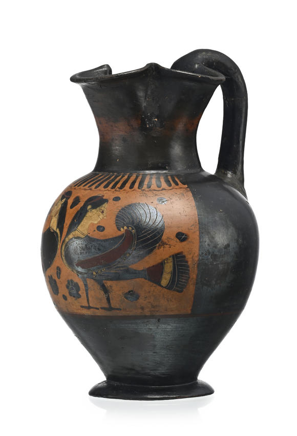 Piguet - H?tel des Ventes?nochoé en terre cuite à figure noire, ~550 av. J.-C., Attique, h. 21 cm